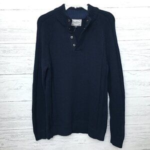 NEW Flag & Anthem Men's Navy Blue Snap Neck Pullover Sweater Medium